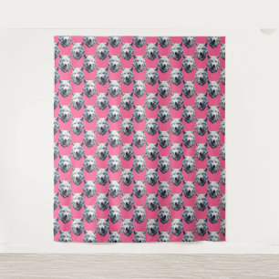 Tenture Motif de tête de loup blanc design rose 