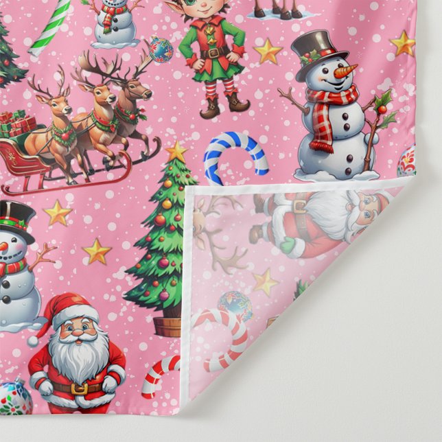 Tenture Motif décoratif de Noël sur fond rose (Créateur téléchargé)