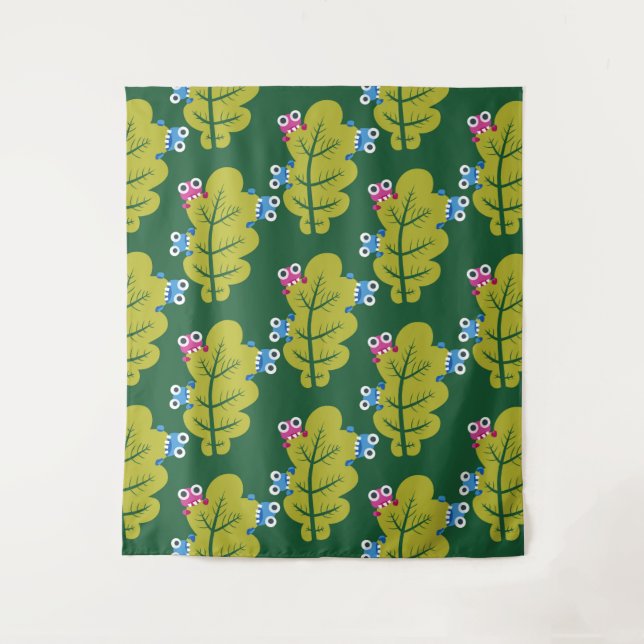 Tenture Motif des insectes mignons mangeant le feuille (Devant)