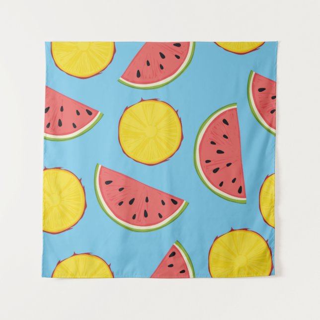 Tenture Motif d'été avec ananas et pastèque, ba (Devant)