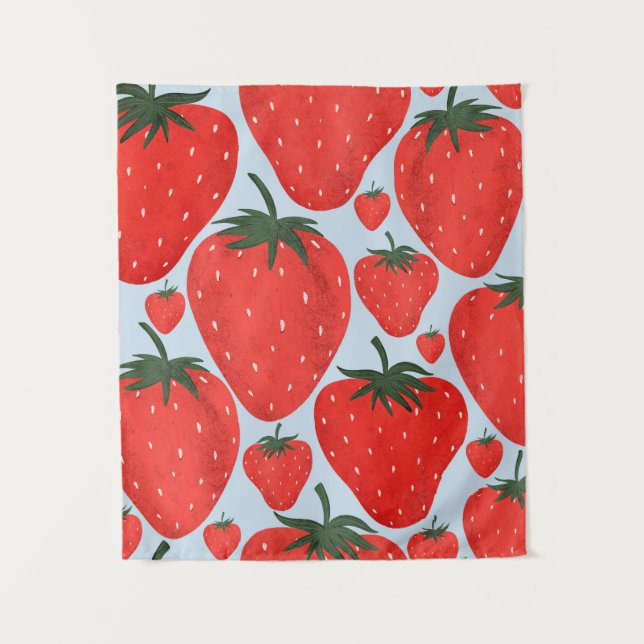 Tenture Motif d'été avec fraises isolées à la lumière (Devant)