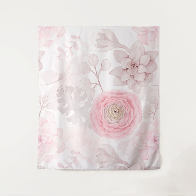 Tenture Motif d'été illustrant la réussite des fleurs rose (Devant)