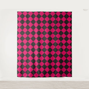 Tenture Motif diamant à carreaux rose noir 