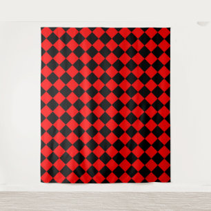 Tenture Motif diamant à carreaux rouge noir 