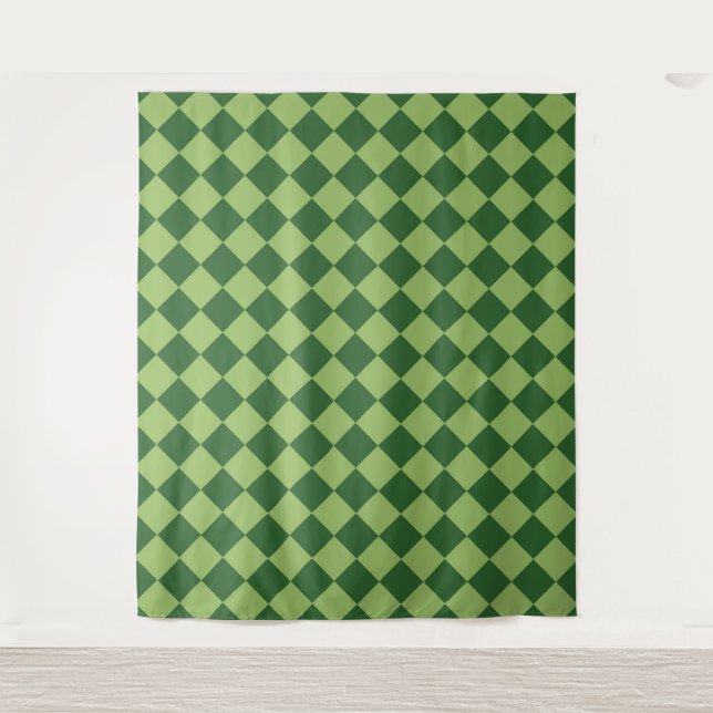 Tenture Motif diamant à carreaux verts  (Devant)
