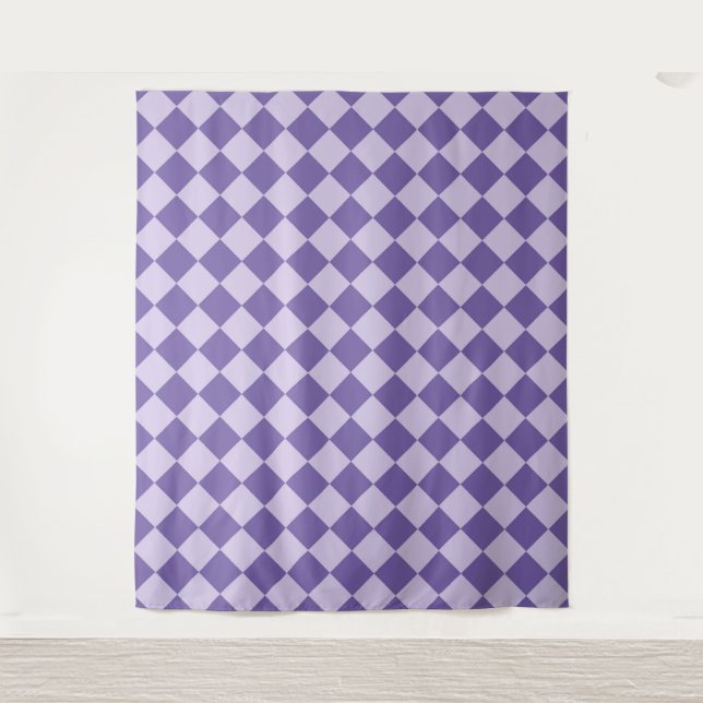 Tenture Motif diamant à carreaux violet (Devant)