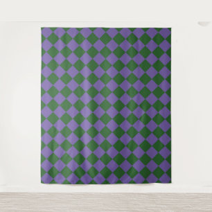 Tenture Motif diamant à carreaux violet vert 