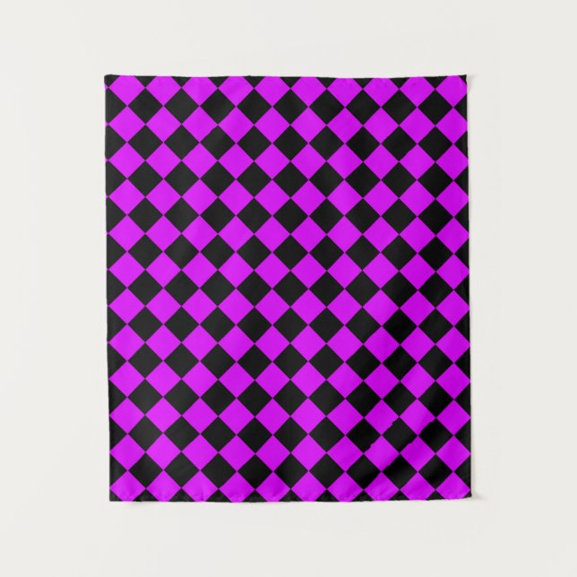 Tenture Motif Diamond de damier noir violet (Devant)