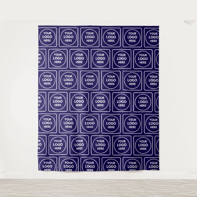 Tenture Motif d'image de logo répétitif Marine Bleu Marque (Devant)