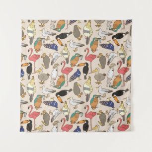 Tenture motif d'oiseaux transparent