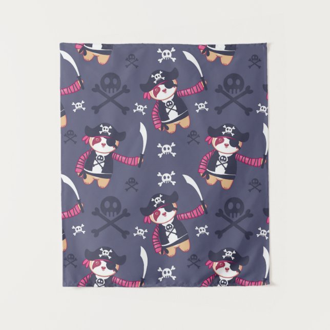 Tenture Motif d'ours panda pirate mignon (Devant)