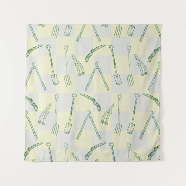 Tenture Motif d'outils de jardinage (Devant)