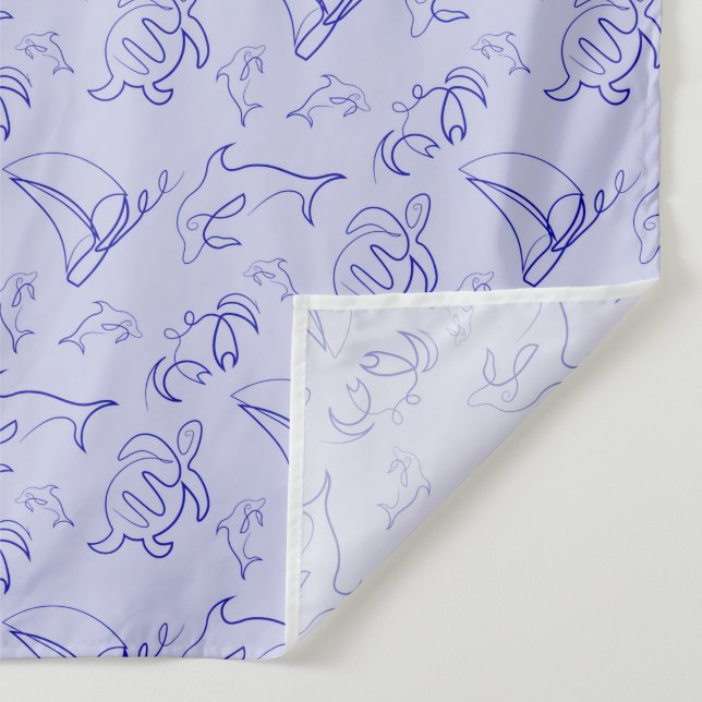 Tenture Motif d'une ligne d'animal marin et voilier (Détail)