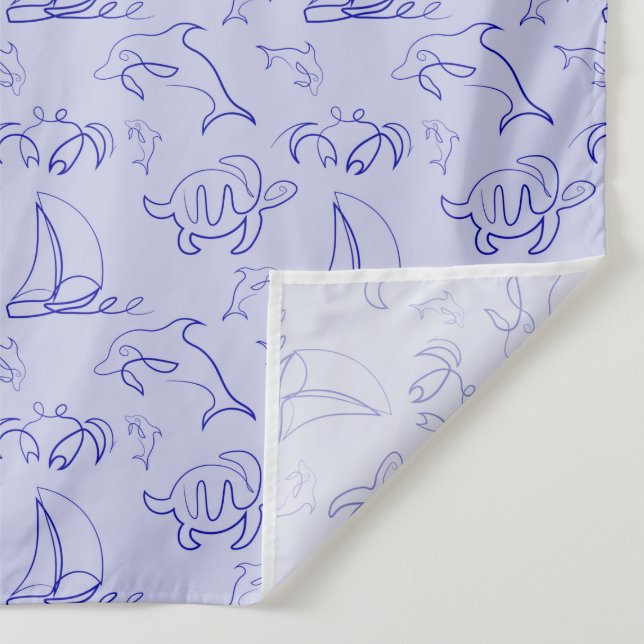 Tenture Motif d'une ligne d'animal marin et voilier (Détail)