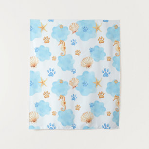 Tenture Motif Empreinte de patte d'inspiration océanique a