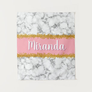 Tenture Motif en marbre sur rose avec Parties scintillant