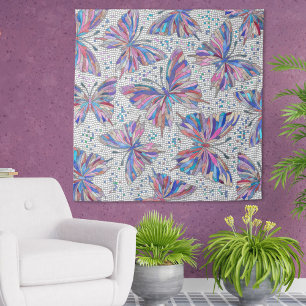 Tenture Motif en mosaïque papillon - pastels