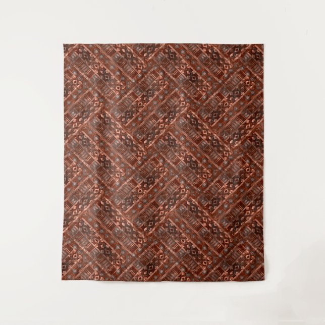 Tenture Motif ethnique marron beige monochrome. (Devant)