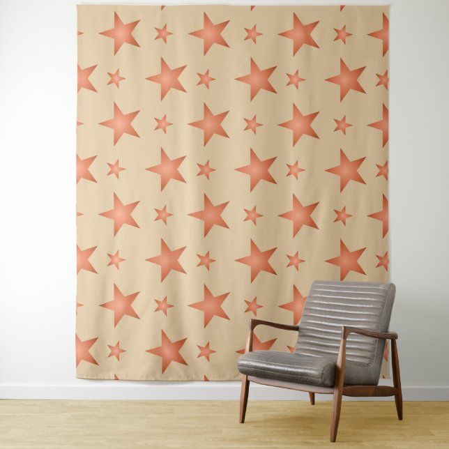 Tenture Motif étoilé en terre cuite orange (En situation)