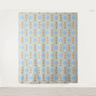 Tenture Motif étoile géométrique hexagone en vert bleu mar