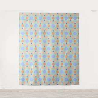 Tenture Motif étoile géométrique hexagone en vert bleu mar