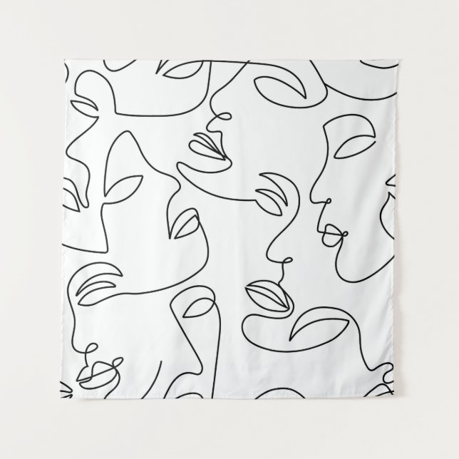 Tenture Motif face Abstrait d'une ligne (Devant)