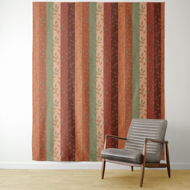 Tenture Motif Feuille Bohème Rustique  (En situation)