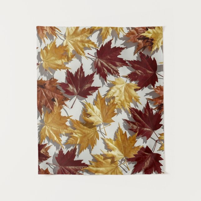 Tenture Motif feuille d'érable Brown d'or (Devant)