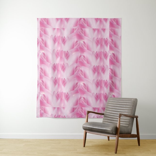 Tenture motif feuille, rose (En situation)