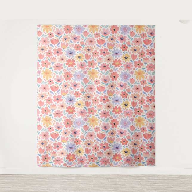 Tenture Motif floral abstrait moderne (Devant)