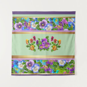 Tenture Motif floral aquarelle de fleurs de violette pansy