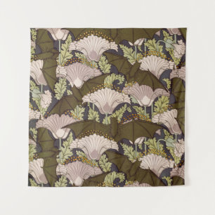 Tenture Motif floral Art nouveau vintage avec chauve-souri