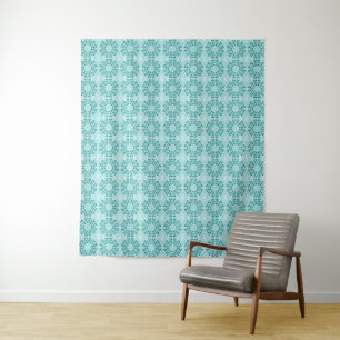 Tenture Motif floral, bleu Turquoise