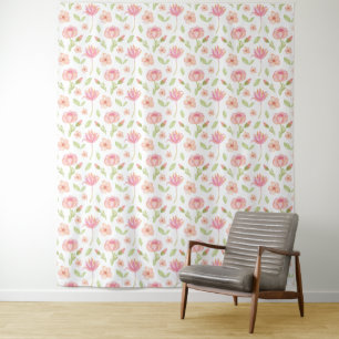 Tenture Motif floral élégant avec pivoines roses et lis