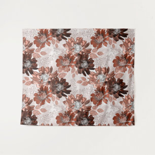 Tenture Motif floral gris-marron.