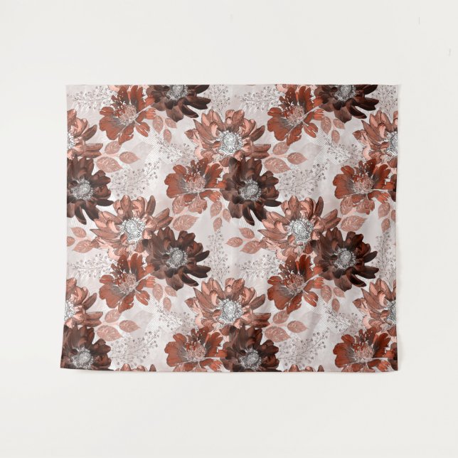Tenture Motif floral gris-marron. (Devant (Horizontal))