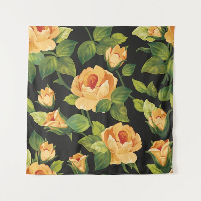 Tenture Motif floral incomparable avec de beaux roses (Devant)