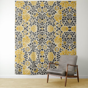 Tenture Motif floral jaune et noir de style vintage