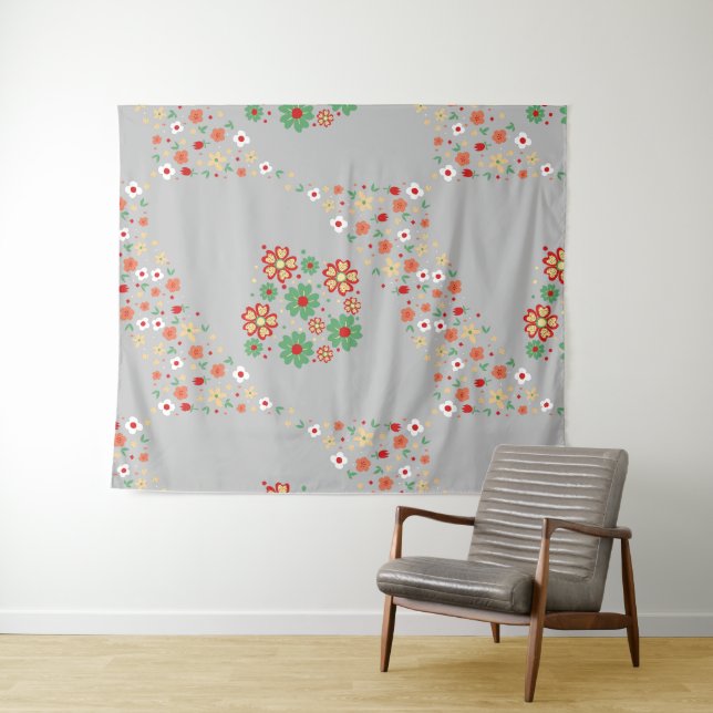 Tenture Motif Floral Moderne (En situation (horizontale))