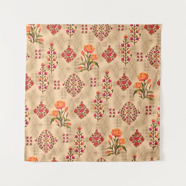 Tenture Motif floral mughal abstrait (Devant)