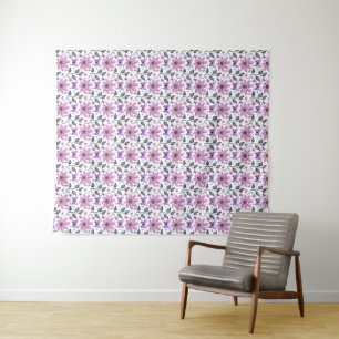 Tenture Motif floral Papillon Violet Cottagecore Mignon