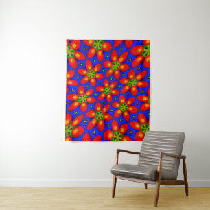 Tenture Motif Floral Rouge mou