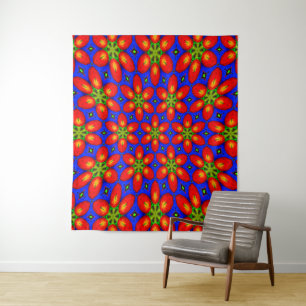 Tenture Motif Floral Rouge mou