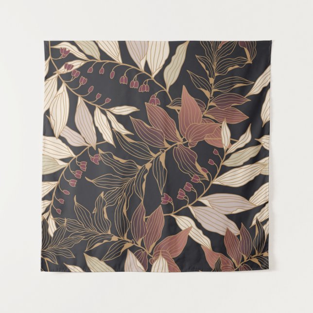 Tenture Motif Floral sans couture avec feuilles sur le dos (Devant)