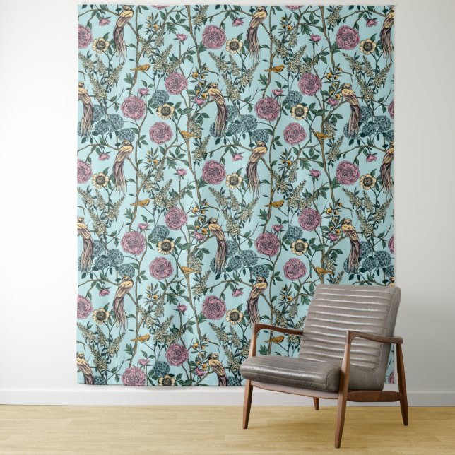 Tenture Motif floral sans couture de style William Morris (En situation)