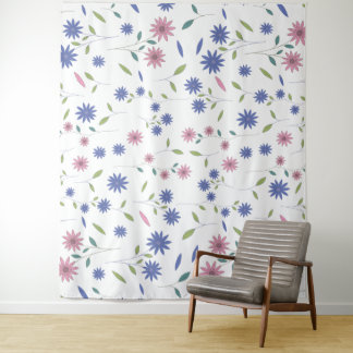 Tenture Motif floral sans couture rose et bleu