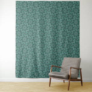 Tenture Motif floral sarcelle élégant avec mandala de feui