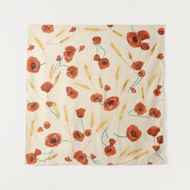 Tenture Motif floral sauvage : fond clair. (Devant)