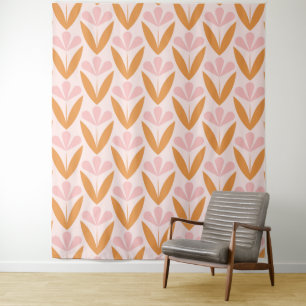 Tenture motif floral scandinave, style rétro, moyen centen
