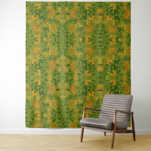 Tenture Motif floral vibrant : Fleurs jaunes et orange